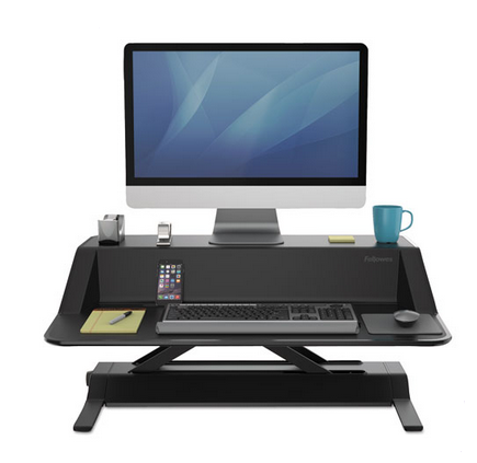 Sit Stand Workstation Adaptor with Monitor, Phone, & Keyboard